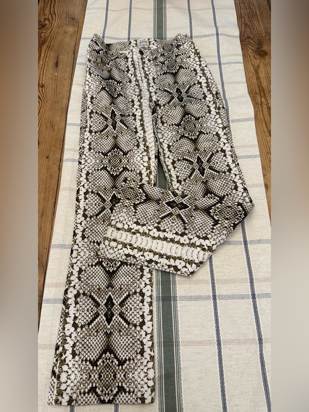 J. Crew Crop Snake Print Wide Leg Pants - Black, White, Olive